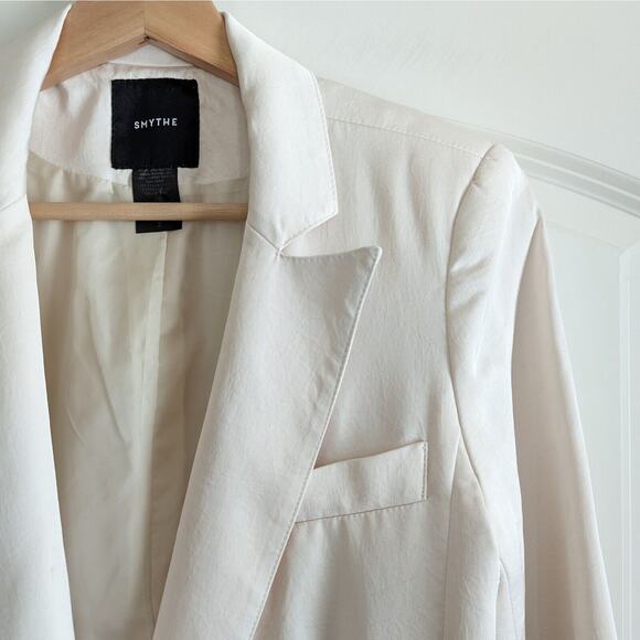 Smythe Blazer Ivory One-Button Long Jacket Women's Size 2 - Picture 4 of 12